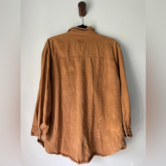 Princess Polly Oversized Denim Shirt in Tan, Size 4 - Picture 2 of 3